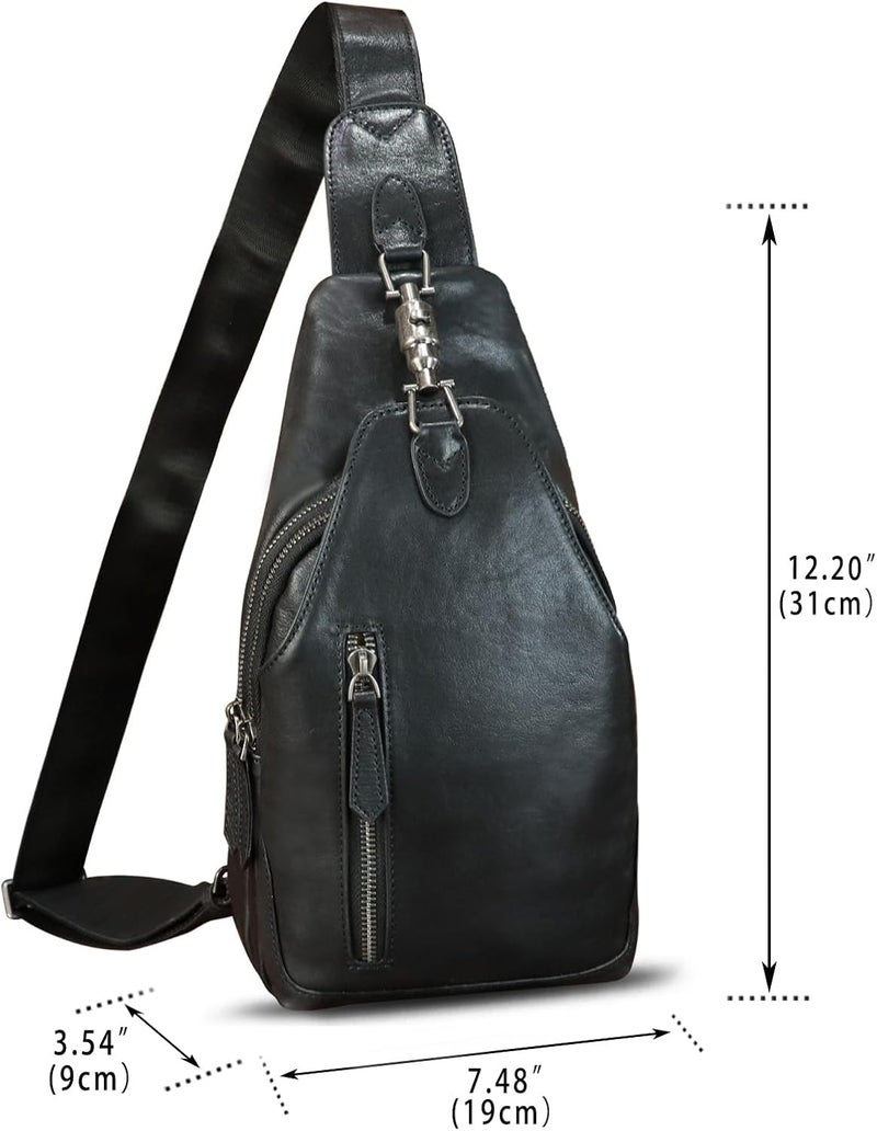LRTO Genuine Leather Sling Bag for Men and Women Real Leather Shoulder Crossbody Bag Chest Bag Sling Backpack Purse - Image 3